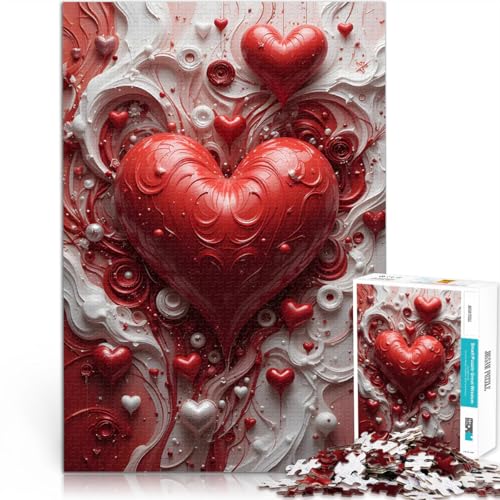 Teenager 1000 Teile Puzzle Familienspiel für und Rotes Herz Abstrakte Kunst Jedes Stück ist einzigartig – Anspruchsvolles Familienspiel38x26cm von LKASGCBY