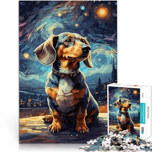 Teenager 1000 Teile Puzzle Familienspiel zum Stressabbau, schwierige Herausforderung Dackel-Nachthimmel Lustiges Geschenk38x26cm von LKASGCBY