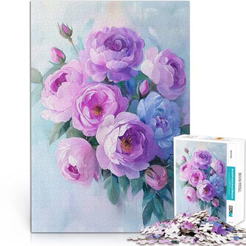 Teenager 1000 Teile Puzzle Gehirnintelligenz-Herausforderung süchtig machendes Spielzeug Lila Blüten Geburtstagsgeschenke38x26cm von LKASGCBY