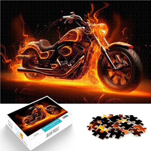 Teenager 1000 Teile Puzzle Helfen Sie dem Gehirn, süchtig machende Spielzeuge zu trainieren, um Geduld zu entwickeln Brennendes Motorrad Gutes Geschenk38x26cm von LKASGCBY