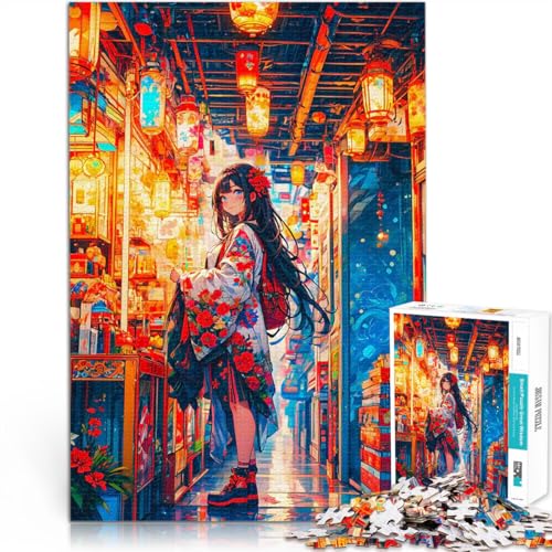 Teenager 1000 Teile Puzzle Pädagogisches Familienspiel Anime-Mädchen in der japanischen Straße Einzigartige Wohndekoration und Geschenke75x50cm von LKASGCBY