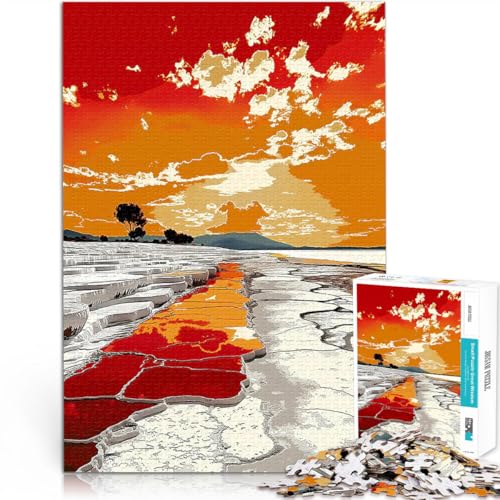 Teenager 1000 Teile Puzzle Stressabbau-Spielzeug Sonnenuntergang über Travertinpools Die Liebe zwischen Paaren stärken38x26cm von LKASGCBY
