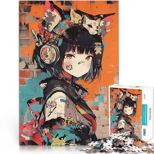 Teenager 1000-teiliges Puzzle Lernspiele Heimdekoration Anime-Mädchen mit Kopfhörern Angebot als Geschenk für die ganze Familie52x38cm von LKASGCBY