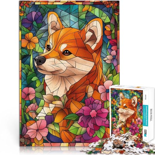 Teenager 2000 Teile Puzzle Dekomprimierendes intellektuelles Lernspielzeug Shiba Inu aus Buntglas Geschenke für Freunde und Familie70x100cm von LKASGCBY