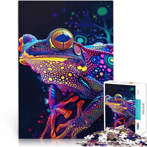 Teenager 2000 Teile Puzzle Stressabbau – Staycation – Zeit totschlagen Psychedelischer Neonfrosch Lernspiel für Geburtstag, Weihnachten70x100cm von LKASGCBY