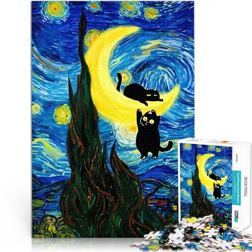 Teenager 2000-teiliges Puzzle Pädagogisches Familienspiel Katzen auf der Mondsichel Tolle Geschenke und Spielzeuge70x100cm von LKASGCBY