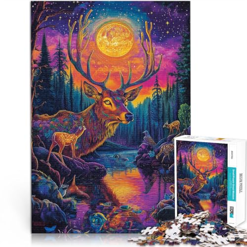 Teenager-Puzzle 1000 Teile Anspruchsvoll, Aber lustig und humorvoll Farbmalerei Hirsch Lernspiel für Geburtstag, Weihnachten75x50cm von LKASGCBY