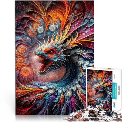 Teenager-Puzzle 1000 Teile Dekomprimierendes intellektuelles Lernspielzeug Lebendiger Drachenwirbel tolles Geschenk75x50cm von LKASGCBY