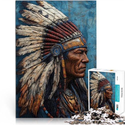 Teenager-Puzzle 1000 Teile Familienspiel für und Büste eines Häuptlings der amerikanischen Ureinwohner Geschenkideen52x38cm von LKASGCBY