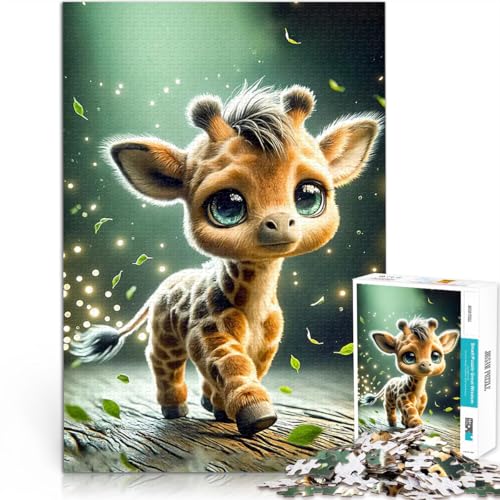 Teenager-Puzzle 1000 Teile Gehirnintelligenz-Herausforderung süchtig machendes Spielzeug Giraffe mit passendem Poster und Quizblatt38x26cm von LKASGCBY