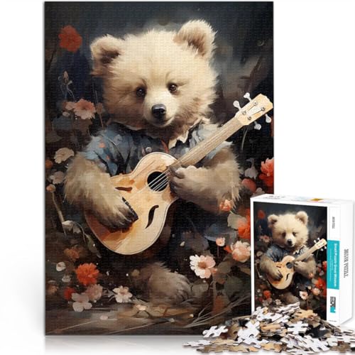 Teenager-Puzzle 1000 Teile Geschenke zum Suchbegriff: Herausfordernde Spiele Babybär mit Gitarre Tolle Geschenke und Spielzeuge38x26cm von LKASGCBY