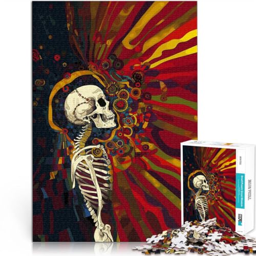 Teenager-Puzzle 1000 Teile Herausforderndes Spiel Skelett akzeptiert das Leben Wanddekoration Einzigartige Geburtstags- und Weihnachtsgeschenke75x50cm von LKASGCBY