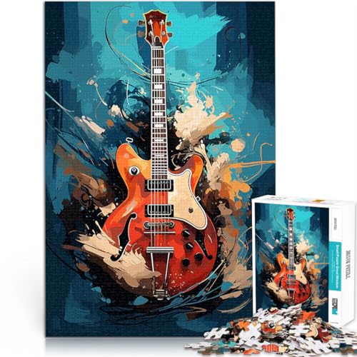 Teenager-Puzzle 2000 Teile pädagogische Herausforderung E-Gitarre Aquarell denn eignet ganze Familie70x100cm von LKASGCBY