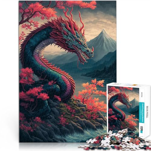 Teenager-Puzzles 1000 Teile Dekomprimierendes intellektuelles Lernspielzeug Drache Asiatisch Geburtstagsgeschenk, Geschenke52x38cm von LKASGCBY