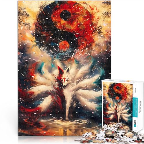 Teenager-Puzzles 1000 Teile Dekomprimierendes intellektuelles Lernspielzeug Neunschwänziger Fuchs Yin Yang Lustiges Geschenk75x50cm von LKASGCBY
