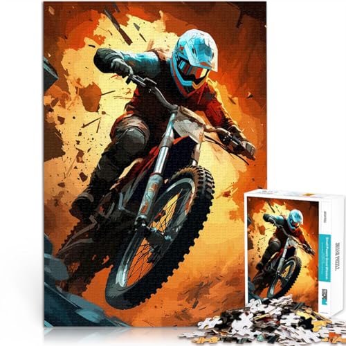 Teenager-Puzzles 1000 Teile Dekomprimierendes intellektuelles Lernspielzeug Sport-Motocross Tolle Geschenke und Spielzeuge52x38cm von LKASGCBY