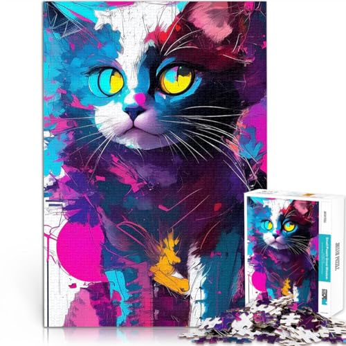 Teenager-Puzzles 1000 Teile Geschenke zum Suchbegriff: Herausfordernde Spiele Süße Katze abstrakt CMYK Gutes Geschenk75x50cm von LKASGCBY
