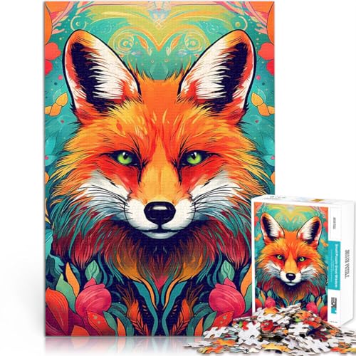 Teenager-Puzzles 1000 Teile Lernspiele Heimdekoration Rotfuchs Porträt Abstrakt Lustige Aktivitäten für zu Hause, Geburtstagsgeschenk, Reisegeschenk,52x38cm von LKASGCBY