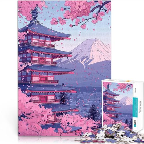 Teenager-Puzzles 1000 Teile Trainieren Sie Ihr Gehirn und Ihre Hände Japan Lofi Pink Retro mit passendem Poster und Quizblatt75x50cm von LKASGCBY