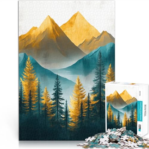 Teenager-Puzzles 1000 Teile lustige Spiele für die ganze Familie Goldene Berglandschaft Einzigartige Geburtstags- und Geschenkideen38x26cm von LKASGCBY
