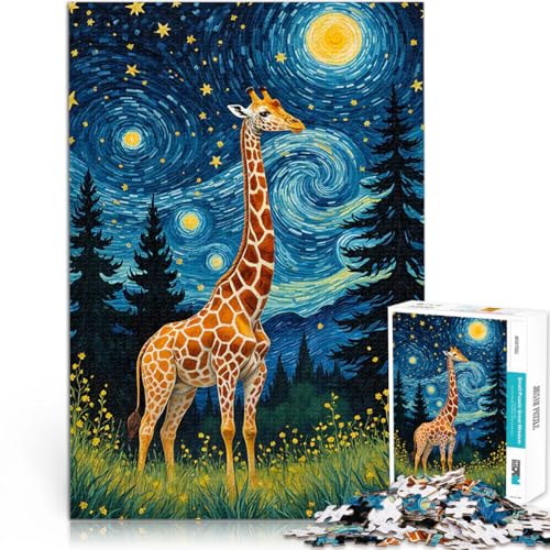 Teenager-Puzzles 2000 Teile Dekomprimierendes intellektuelles Lernspielzeug Giraffe Starry Künstlersammlung, Bildende Kunst70x100cm von LKASGCBY