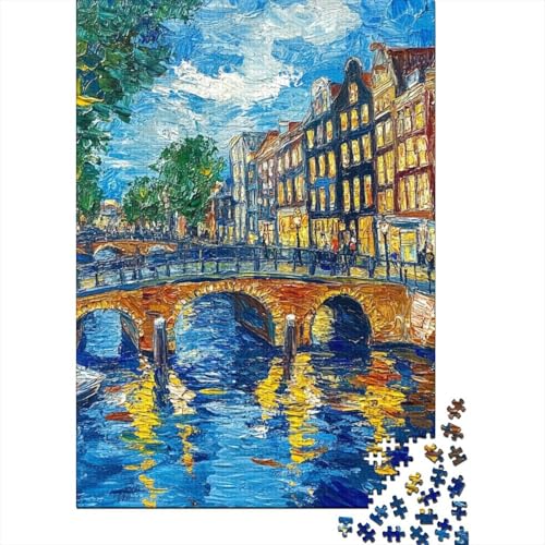 Amsterdamer Kanal Puzzles 1000 Teile Schwer Puzzle Spielzeug Lernspiel Impossible Herausforderungsspielzeug Für Erwachsene Kinder 1000pcs (75x50cm) von LKBASOEGD