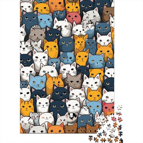 Cartoon Katze Puzzles 1000 Teile Schwer Puzzle Spielzeug Pädagogisches Spiel Impossible Herausforderung Spielzeug Für Erwachsene Und Kinder Ab 12 Jahren 1000pcs (75x50cm) von LKBASOEGD