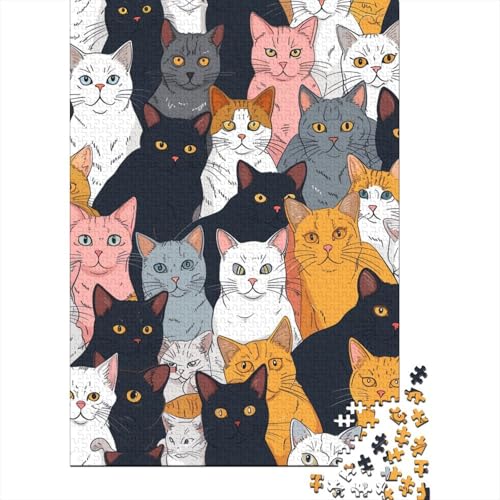 Cute Cartoon Katze Puzzle 1000 Teile Schwer Puzzle Spielzeug Lernspiel Impossible Herausforderung Spielzeug Für Erwachsene Und Kinder Ab 14 Jahren 1000pcs (75x50cm) von LKBASOEGD