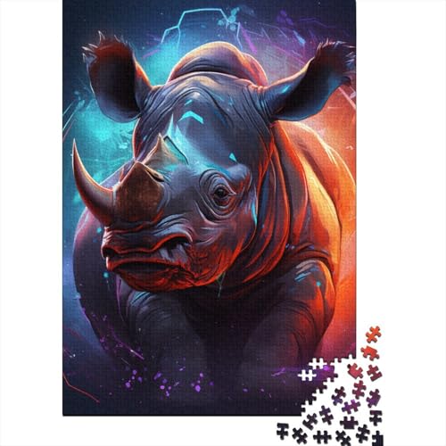 Nashorn Puzzles 1000 Teile Schwer Puzzle Spielzeug Lernspiel Impossible Herausforderung Spielzeug Für Erwachsene Und Kinder in Bewährter 1000pcs (75x50cm) von LKBASOEGD