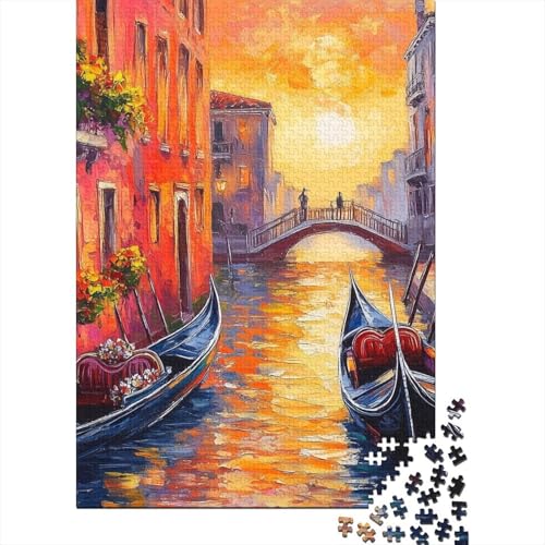 Venedig Wasserstadt Puzzle 1000-teilige Schwer Puzzle Spielzeug Lernspiel Impossible Herausforderungsspielzeug Für Erwachsene Und Kinder Ab 14 Jahren 1000pcs (75x50cm) von LKBASOEGD