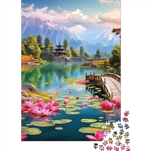 Wooden Bridge Lotos Puzzle 1000-teilige Schwer Puzzle Spielzeug Lernspiel Impossible Herausforderungsspielzeug Für Erwachsene Kinder 1000pcs (75x50cm) von LKBASOEGD