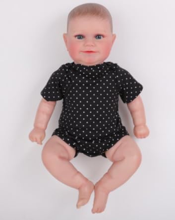 LKBOBIR Babypuppe mit Schwarzem Gepunktetem Kleid, Weiche Spielpuppe von LKBOBIR