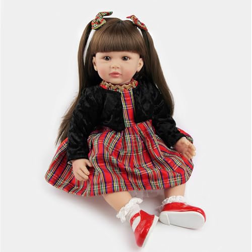 LKBOBIR Klassische Spielpuppe, 60 cm, Plüschjacke mit Schottenrock, Rote Schuhe und Haarschleifen LKBOBIR Klassische Spielpuppe, 60 cm, Plüschjacke mit Schottenrock, Rote Schuhe und Haarschleifen von LKBOBIR