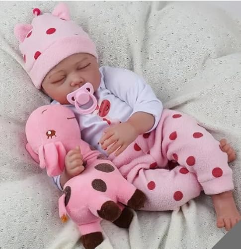LKBOBIR Lebensechte Babypuppe, 55 cm, Rosa Polka-Dot Outfit mit Mütze und Plüschtier LKBOBIR Lebensechte Babypuppe, 55 cm, Rosa Polka-Dot Outfit mit Mütze und Plüschtier von LKBOBIR