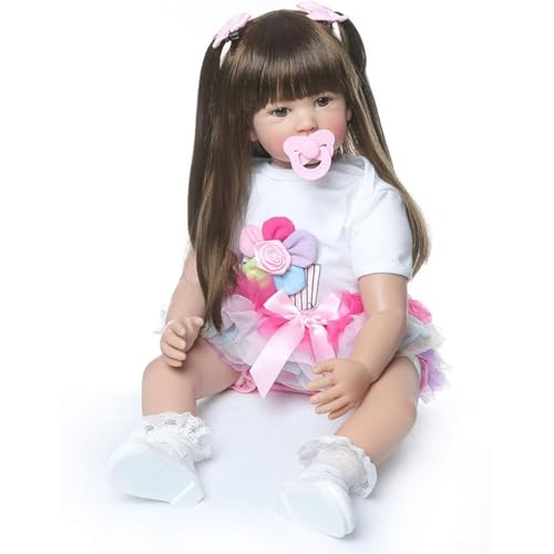 LKBOBIR Realistische Spielpuppe, 60 cm, mit Tutu-Kleid und Accessoires, Rosa und Weiß LKBOBIR Realistische Spielpuppe, 60 cm, mit Tutu-Kleid und Accessoires, Rosa und Weiß von LKBOBIR