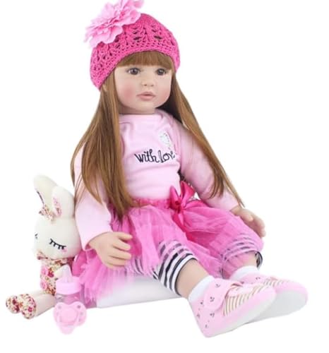 LKBOBIR Realistische Spielpuppe mit Rosa Tutu-Rock, Strickmütze und Plüschhase, 60 cm LKBOBIR Realistische Spielpuppe mit Rosa Tutu-Rock, Strickmütze und Plüschhase, 60 cm von LKBOBIR