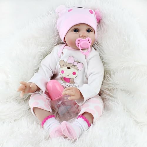 LKBOBIR Reborn Baby 55 cm 22 Zoll Reborn Baby Mädchen Handgefertigt Weiches Silikon-Vinyl Dolls Realistic Jungen & Mädchen Spielzeug-Geschenke Reborn Puppen Lebensecht von LKBOBIR