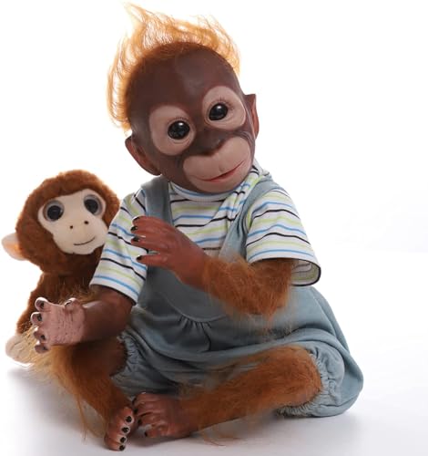 LKBOBIR Reborn Baby AFFE 51 cm 21 Zoll Weiches Silikon-Vinyl Reborn Baby Junge AFFE Jungen & MäDchen Spielzeug-Geschenke Stoffaffe Und Stoffpuppe, Kuscheltiere Monkey Reborn Puppen Lebensecht von LKBOBIR