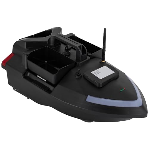 LKHDONG RC Futterboot 500M, Angelköder Boot mit GPS und Suchscheinwerfer, 3 Köderboxen Fischköder Boot mit Doppel Motors, RC Futterboote Auto Cruise/Rückkehr/Routenkorrektur, 12000mAh (Schwarz) von LKHDONG