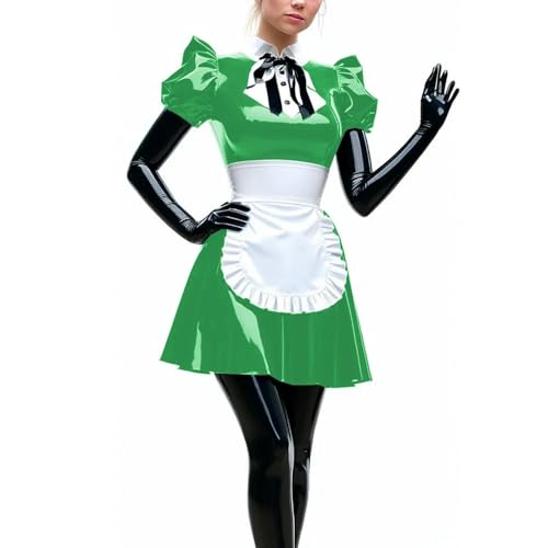 LKHFNBMUDCSX Halloween-Kostüm, Cosplay-Kostüm, Vinyl-PVC-Leder, Umlegekragen, A-Linie, Dienstmädchen-Kleider-Set LKHFNBMUDCSX Halloween-Kostüm, Cosplay-Kostüm, Vinyl-PVC-Leder, Umlegekragen, A-Linie, Dienstmädchen-Kleider-Set von LKHFNBMUDCSX