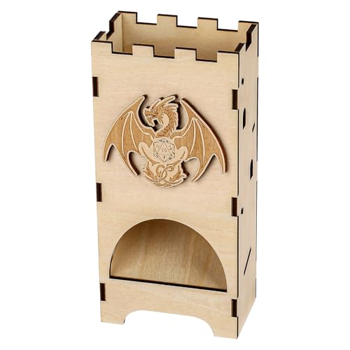 LKKCHER DESIGN DND Fantasy Drache Muster Würfeltablett, würfelturm Holz, Kleine Rollbox für D&D Spieleabende, Rollenspiele zubehör (Würfel Nicht enthalten) von LKKCHER DESIGN