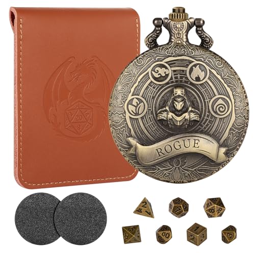 Mini-DND-Würfel-Set mit bronzefarbenem Steampunk-Taschenuhrgehäuse, Tischspiel-Zubehör, 7-teiliges polyedrisches Metallwürfel, D&D-Starter-Set, Geschenke mit Würfelbeutel für RPG, MTG Gamer Mini-DND-Würfel-Set mit bronzefarbenem Steampunk-Taschenuhrgehäuse, Tischspiel-Zubehör, 7-teiliges polyedrisches Metallwürfel, D&D-Starter-Set, Geschenke mit Würfelbeutel für RPG, MTG Gamer von LKKCHER DESIGN
