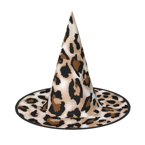 Halloween-Hexenhut mit Leopardenmuster, für Damen und Herren, spitzer Hut, Dekoration, Cosplay von LKLDDPZB
