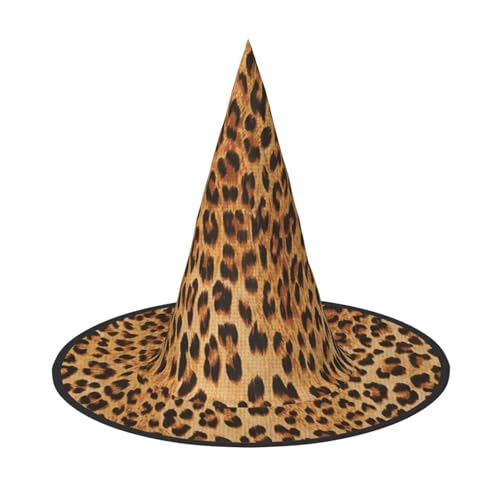 Halloween-Hexenhut mit Leopardenmuster, für Damen und Herren, spitzer Hut, Dekoration, Cosplay von LKLDDPZB