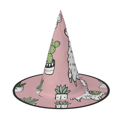 LKLDDPZB Alpaka und Kaktus bedruckter Halloween-Hexenhut für Damen und Herren, spitzer Hut, Dekoration, Cosplay LKLDDPZB Alpaka und Kaktus bedruckter Halloween-Hexenhut für Damen und Herren, spitzer Hut, Dekoration, Cosplay von LKLDDPZB