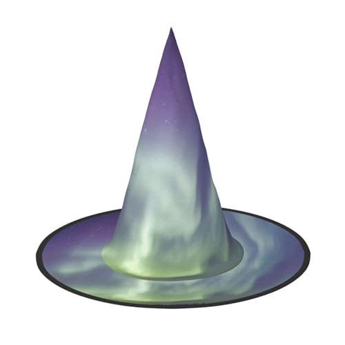 LKLDDPZB Aurora bedruckter Halloween-Hexenhut für Damen und Herren, spitzer Hut, Dekoration, Cosplay von LKLDDPZB