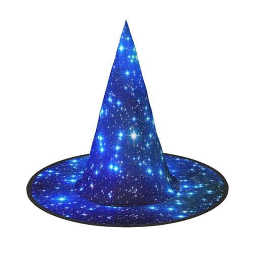 LKLDDPZB Blaue glänzende Sterne, bedruckter Halloween-Hexenhut für Damen und Herren, spitzer Hut, Dekoration, Cosplay LKLDDPZB Blaue glänzende Sterne, bedruckter Halloween-Hexenhut für Damen und Herren, spitzer Hut, Dekoration, Cosplay von LKLDDPZB