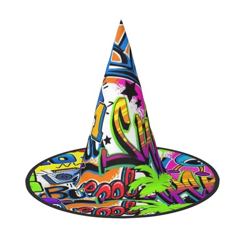 LKLDDPZB Buntes Spritzmuster, bedruckter Halloween-Hexenhut für Damen und Herren, spitzer Hut, Dekoration, Cosplay LKLDDPZB Buntes Spritzmuster, bedruckter Halloween-Hexenhut für Damen und Herren, spitzer Hut, Dekoration, Cosplay von LKLDDPZB