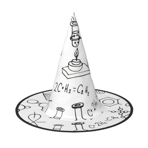 LKLDDPZB Chemie-Druck, bedruckt, Halloween-Hexenhut, für Damen und Herren, spitzer Hut, Dekoration, Cosplay von LKLDDPZB