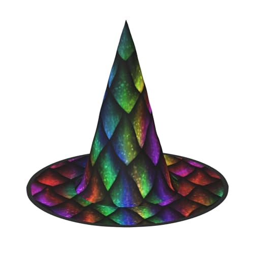 LKLDDPZB Drachenschuppen-bedruckter Halloween-Hexenhut für Damen und Herren, spitzer Hut, Dekoration, Cosplay LKLDDPZB Drachenschuppen-bedruckter Halloween-Hexenhut für Damen und Herren, spitzer Hut, Dekoration, Cosplay von LKLDDPZB